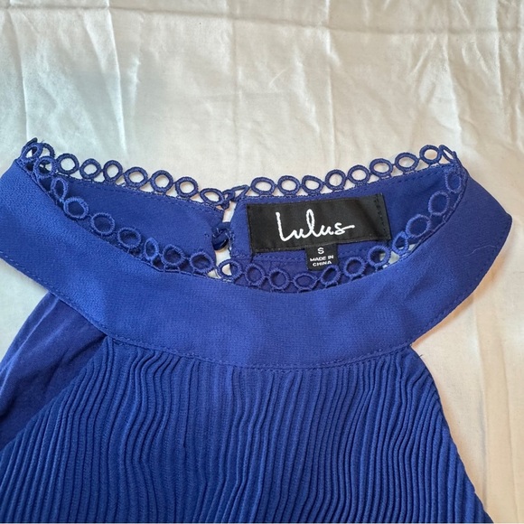 Lulus Elegant cobalt Blue Pleated Halter Dress size Small - Picture 10 of 12